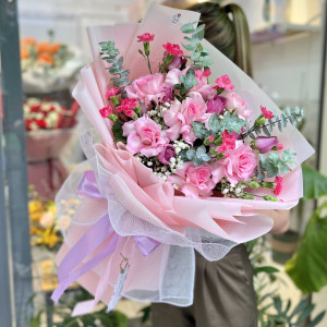Bó hoa chúc mừng hồng lạn thần mix cẩm chướng tặng sự kiện sinh nhật