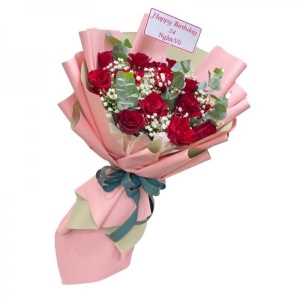 Bó hoa hồng đỏ Ohara mix baby chúc mừng sinh nhật chị 
