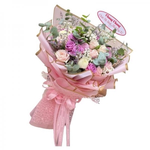 Bó hoa hồng mix cúc pingpong tặng sinh nhật sếp nữ
