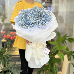 Bó hoa baby xanh phối giấy tặng chúc mừng sinh nhật đẹp nhất