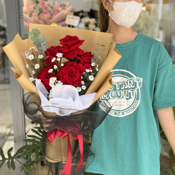 Bó hoa hồng mix thạch thảo giá rẻ tặng sinh nhật ý nghĩa  3