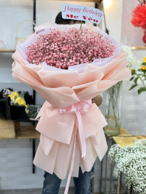 Bó hoa baby hồng tặng chúc mừng sinh nhật đẹp