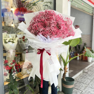 Bó hoa baby đỏ khổng lồ tặng sinh nhật đẹp