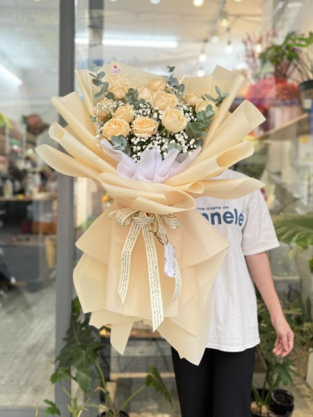 Bó hoa hồng trứng gà 13 bông mix baby tặng sinh nhật ý nghĩa  1