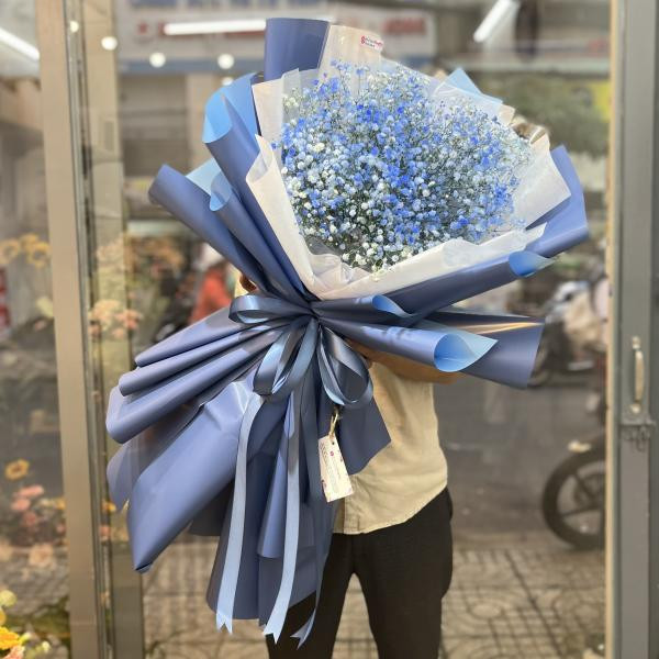 Bó hoa baby xanh dương tặng chúc mừng sinh nhật người thương  2