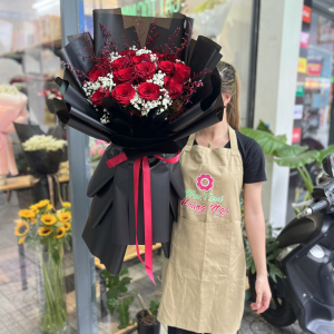 Bó hoa chúc mừng sinh nhật hồng Ecuador mix baby