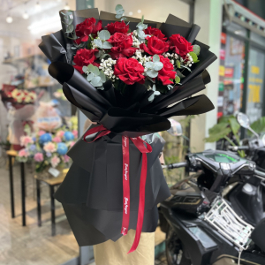 Bó hoa chúc mừng sinh nhật : hồng đỏ ecuador mix baby