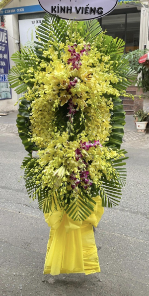 Kệ hoa lan vàng 3 tầng truyền thống viếng đám ma, tang lễ