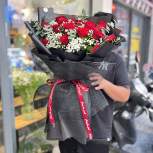 Bó hoa chúc mừng sinh nhật đẹp hồng đỏ mix baby ý nghĩa