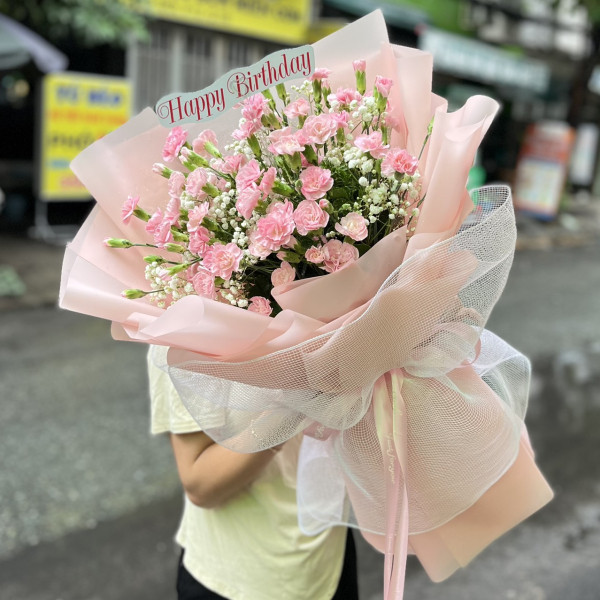 Bó hoa cẩm chướng hồng tặng chúc mừng sinh nhật ý nghĩa  2