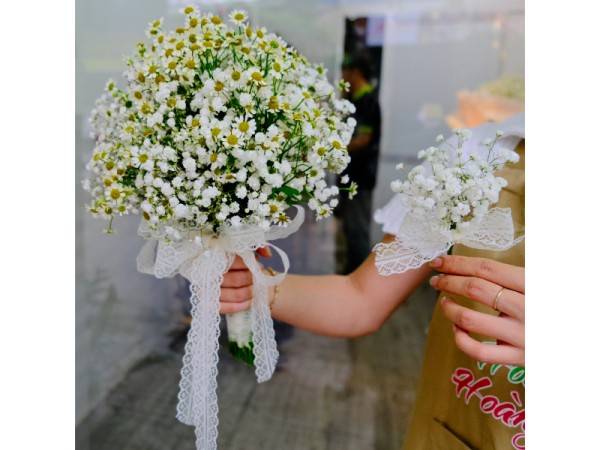 Bó hoa cưới cầm tay cô dâu : Baby mix cúc tana  2