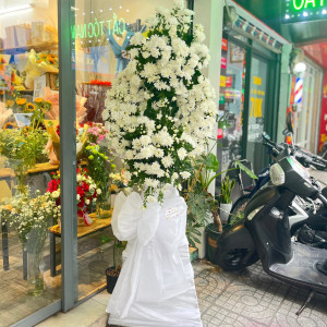 Vòng hoa cúc trắng thiết kế độc đáo đi viếng tang lễ đám ma