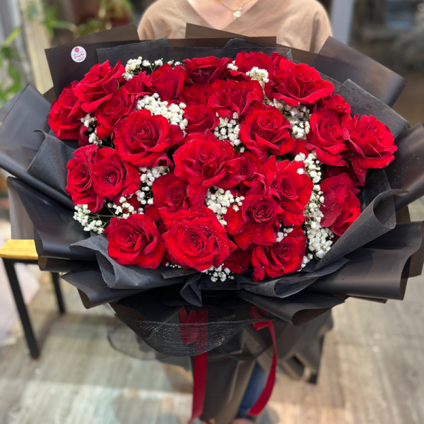 Bó hoa tặng chúc mừng sinh nhật đẹp : hồng đỏ Ecuador mix baby 2