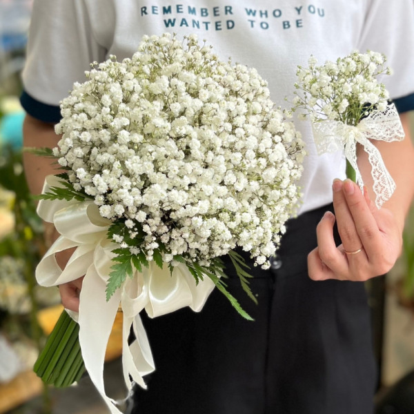 Bó hoa cưới cầm tay cô dâu baby trắng sang trọng 3