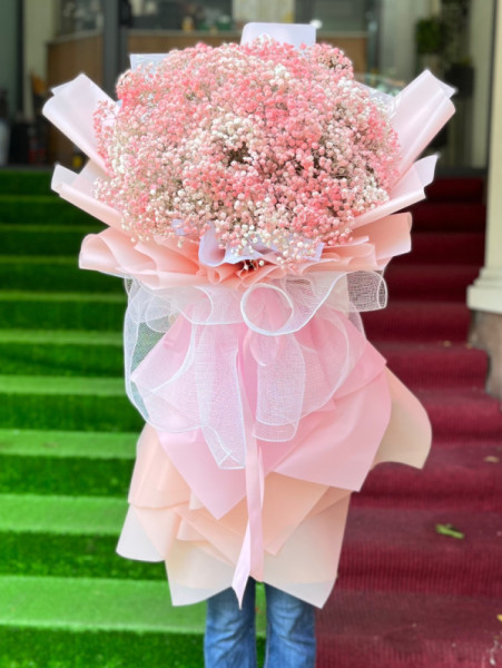 Bó hoa baby hồng siêu to khổng lồ tặng sinh nhật đẹp và ý nghĩa  1