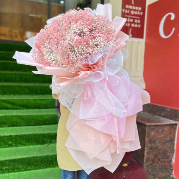 Bó hoa baby hồng siêu to khổng lồ tặng sinh nhật đẹp và ý nghĩa  3