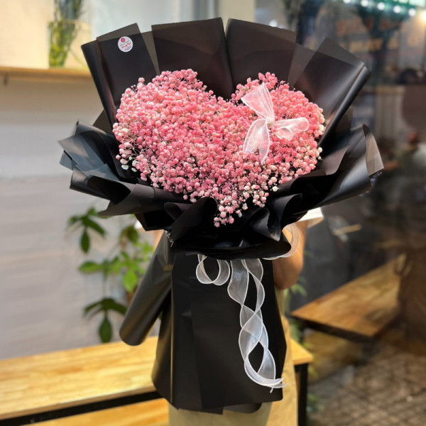 Bó hoa baby hồng hình trái tim tặng sinh nhật người yêu 1