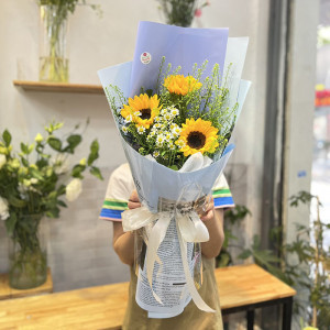 Bó hoa hướng dương 3 bông đơn giản