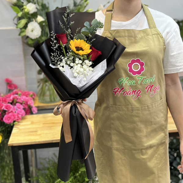 Bó hướng dương 1 bông mix baby 2