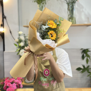 Bó hướng dương 2 bông mix lá bạc