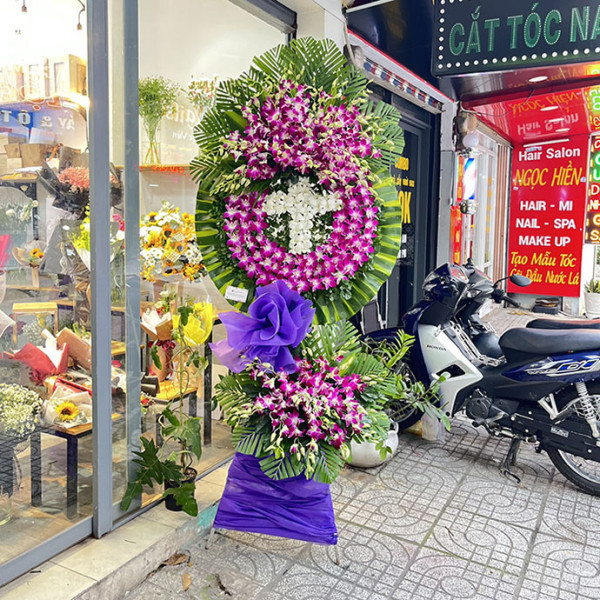 Vòng hoa đám tang đạo thiên chúa 2 tầng 1