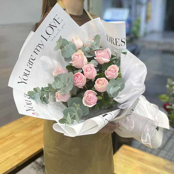 Bó hồng da 11 bông đơn giản 1