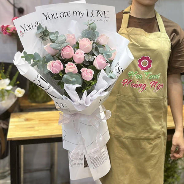 Bó hồng da 11 bông đơn giản 2