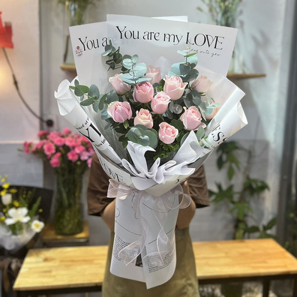 Bó hồng da 11 bông đơn giản 3