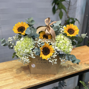 Hoa lễ 20/11 Giỏ hoa tú cầu hướng dương tặng thầy cô