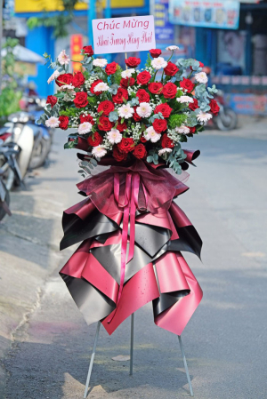 Hoa chúc mừng khai trương hồng phát tone đỏ