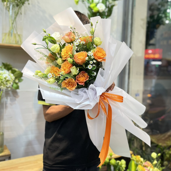 Bó hoa hồng cam tặng sinh nhật đẹp 1