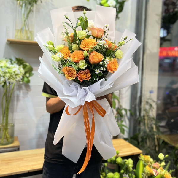 Bó hoa hồng cam tặng sinh nhật đẹp 3