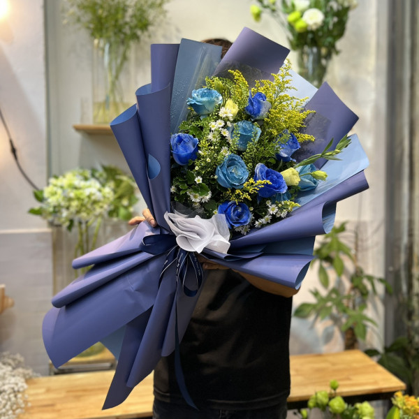 Hoa sinh nhật xanh dương pastel hiện đại 1