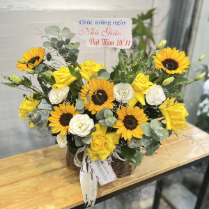 Hoa tặng thầy cô 20/11 hướng dương vàng
