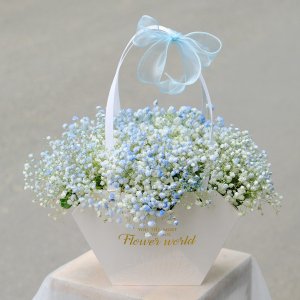 Giỏ hoa baby xanh dương