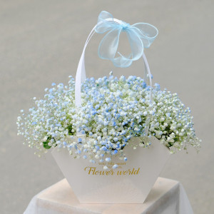 Giỏ hoa baby xanh dương