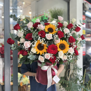 Lẵng hoa mừng khai trương màu đỏ