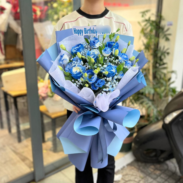 Bó hoa sinh nhật tặng Nam màu xanh dương