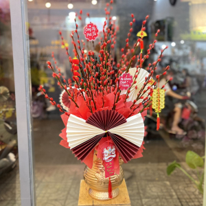 Bình hoa nụ Tầm Xuân Đỏ 40 cành