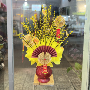 Bình hoa nụ Tầm Xuân Vàng 40 cành