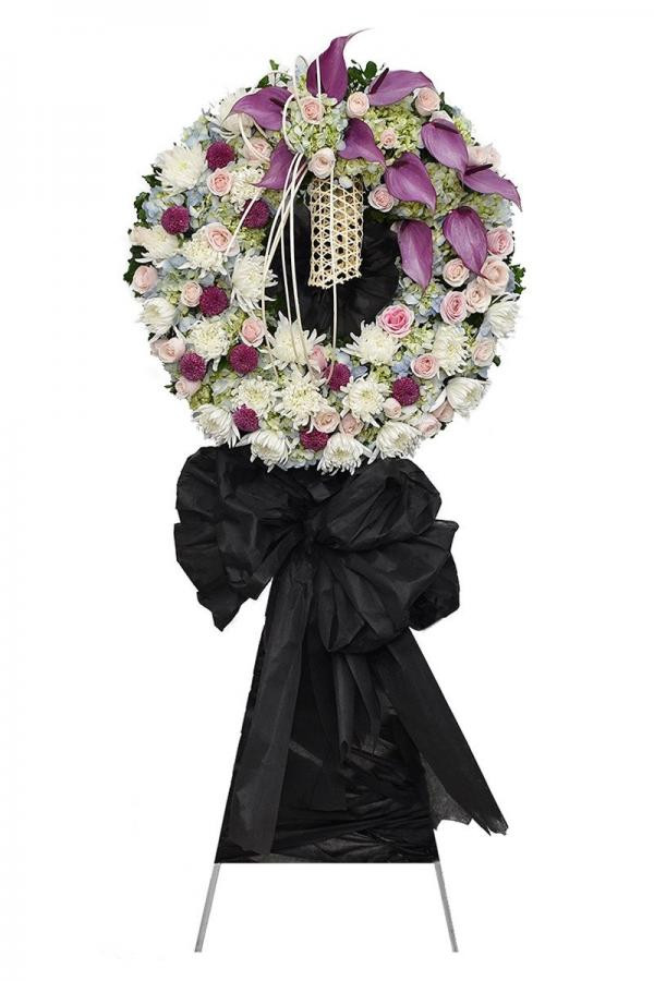 Vòng hoa cúc hồng môn tím giấy đen 1