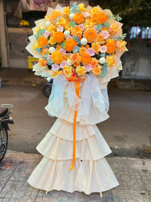 Kệ hoa cúc mẫu đơn mừng khai trương hồng phát