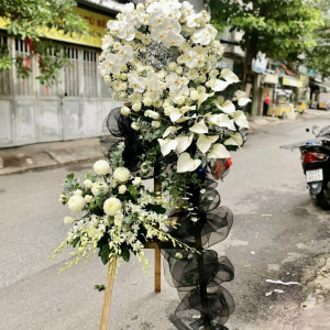 Kệ Hoa Viếng 2 tầng lan trắng cao cấp