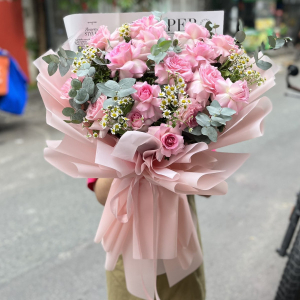 Bó hoa hồng lạc thần mix cúc tana