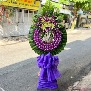 Kệ hoa lan tím chia buồn đám ma tang lễ
