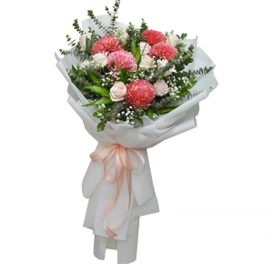 Bó hoa cúc mẫu đơn hồng - Rung Động