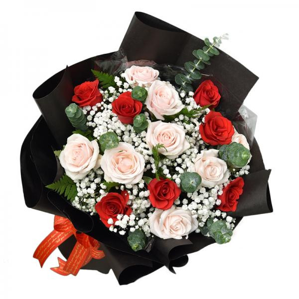 bó Hoa Hồng Đỏ Kem  2