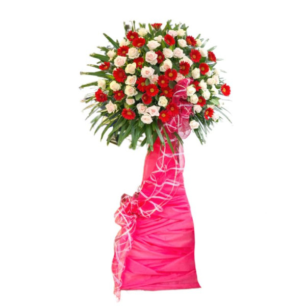 Thăng Tiến - Lẵng hoa khai trương cửa hàng hồng đồng tiền đỏ phát tài 1