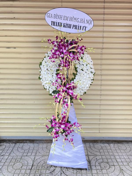Mãi Mãi - Lẵng hoa lan trắng 1,7 mét chia buồn tang lễ thành kính phân ưu 1