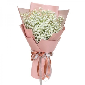 Bó hoa baby trắng phối giấy hồng